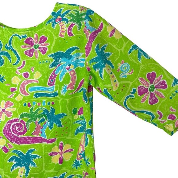 Too Hot Sunwear Womens Hawaiian Blouse Size Small Round Neck Rayon Beachwear - Picture 4 of 6